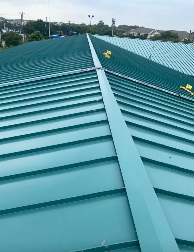 Green commercial metal roof ridge and valley for Metal Roof Repair in Azusa